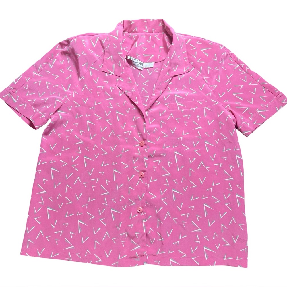 Super 1980s Boxy Bubblegum Pink Button Up Size M